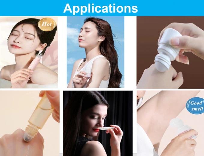 HDPE 30ml 50ml 60ml 100ml Plastic Roll on White Cylindrical Round Roller Bottle Deodorant Container with Plastic Roll on Ball