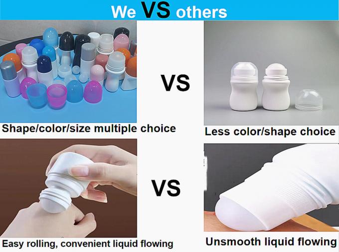 30ml 50ml 60ml 100ml Roll on Packaging Container Bottle White PE Roller Ball Plastic Roll-on Deodorant Bottle