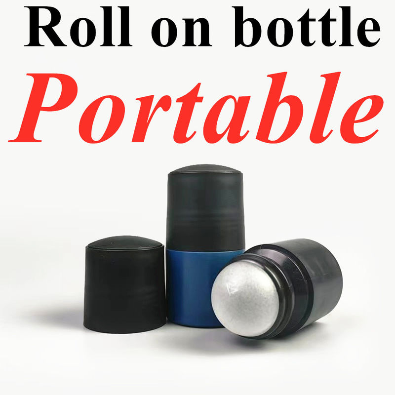 50 ml Bouteille en plastique HDPE noir vide en rouleau en plastique en rouleau sur déodorant Antiperspirant avec couvercle noir