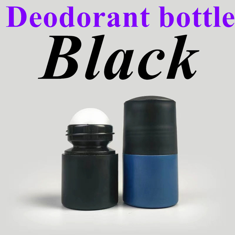 50 ml Bouteille en plastique HDPE noir vide en rouleau en plastique en rouleau sur déodorant Antiperspirant avec couvercle noir