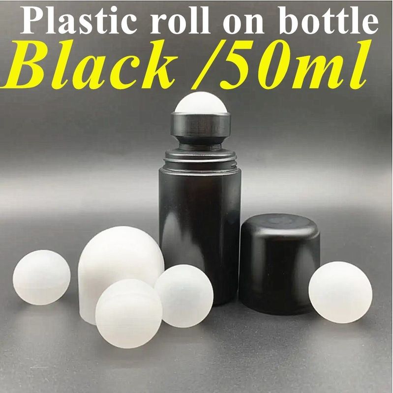 50 ml Bouteille en plastique HDPE noir vide en rouleau en plastique en rouleau sur déodorant Antiperspirant avec couvercle noir