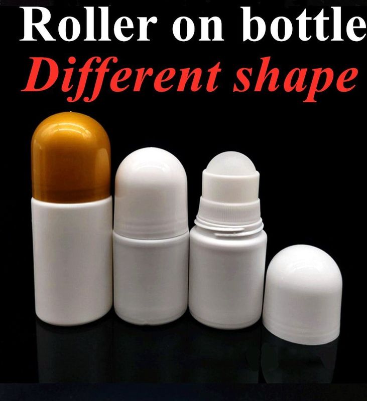 30 ml 50 ml 50 ml 60 ml rouleau en plastique HDPE sur bouteilles pour huiles essentielles avec des boules de rouleaux en PP odeur du corps Réservoir de boules de rouleaux