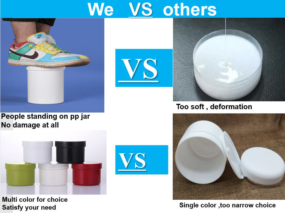 Des échantillons gratuits Moq faible 150g 250g 500g 1000g Crème pour le visage écologique Emballage Blanc Noir Bleu Plastic PP pot cosmétique