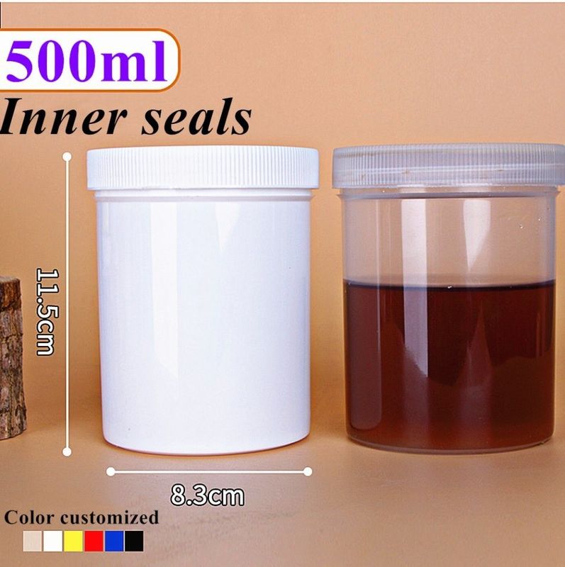 Un pot de plastique de luxe 150ml 250ml 500ml 4oz, un pot de cosmétiques blanc, translucide, noir, bleu, un pot de crème en plastique.