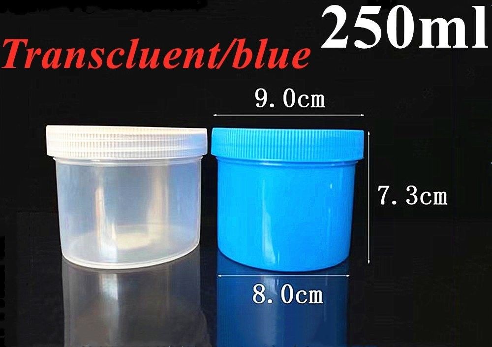 100 ml 150 ml 250 ml 500 ml Pot cosmétique en PP bleu clair translucide 16 oz pommade en plastique pots cosmétiques