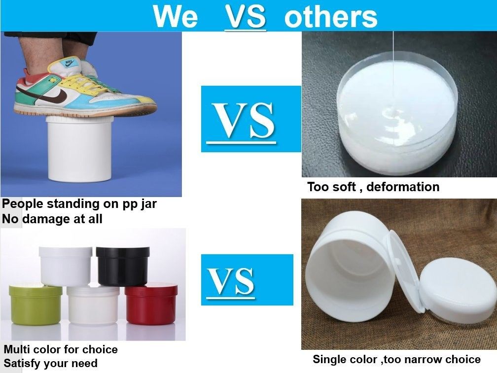 100 ml 150 ml 250 ml 500 ml Pot cosmétique en PP bleu clair translucide 16 oz pommade en plastique pots cosmétiques