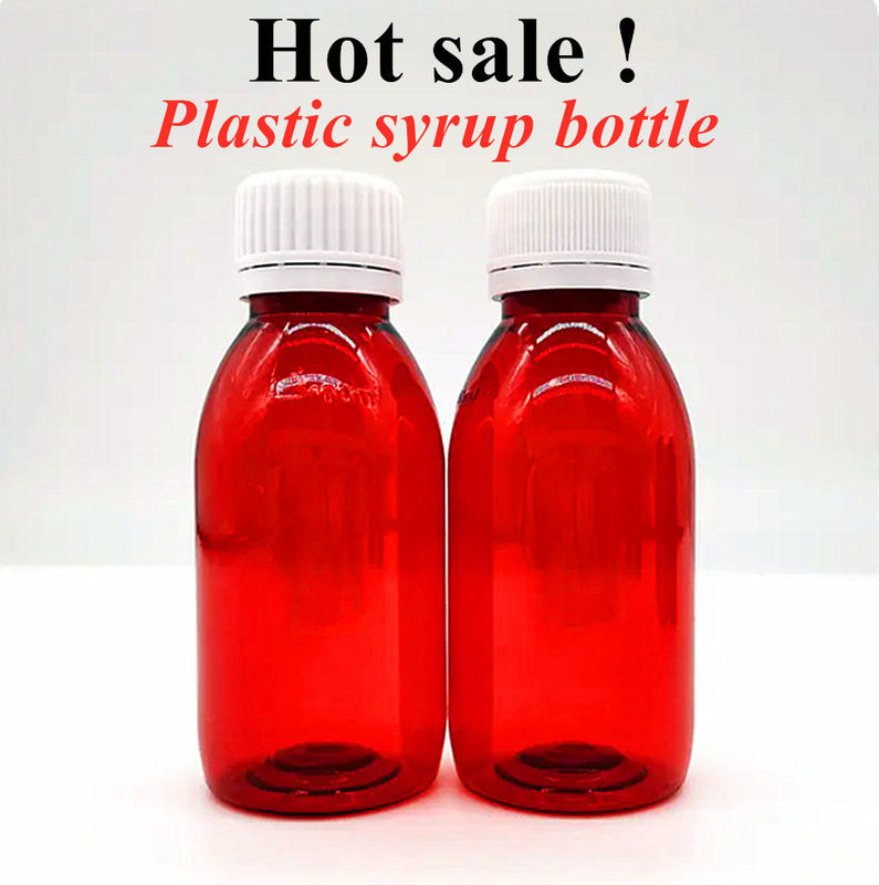 3oz 4oz 5oz Bouteille de sirop de plastique rond vide Médicaments utilisés pour animaux de compagnie Package médical Pour la toux Bouteille de sirop avec bouchon à vis