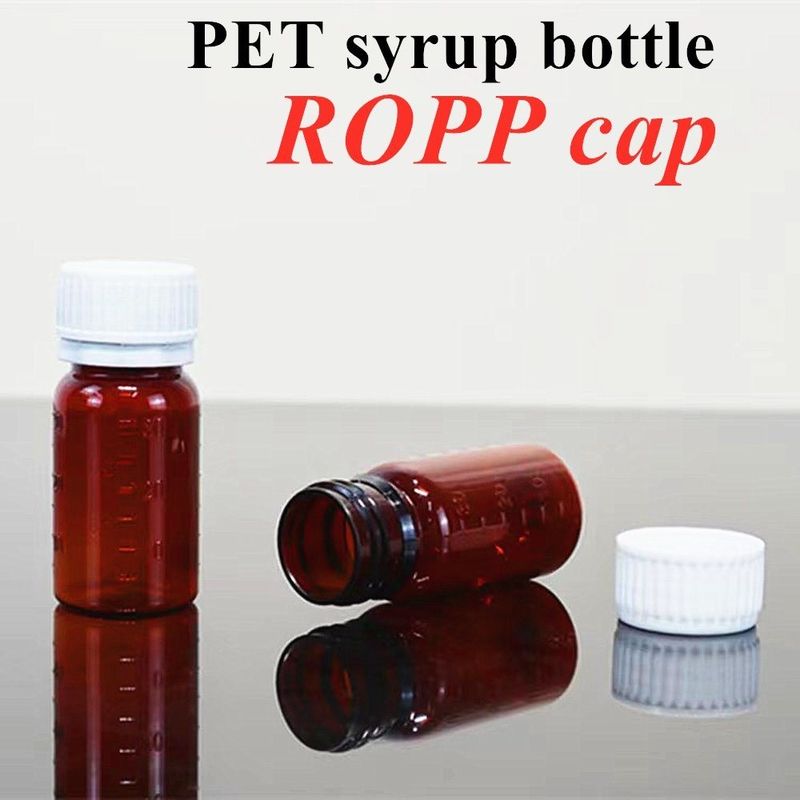 100 ml 120 ml 150 ml 200 ml Ambre Ronde Produit pharmaceutique pour animaux de compagnie Liquide oral Sirop contre la toux Bouteille en plastique avec bouchon à vis en PP