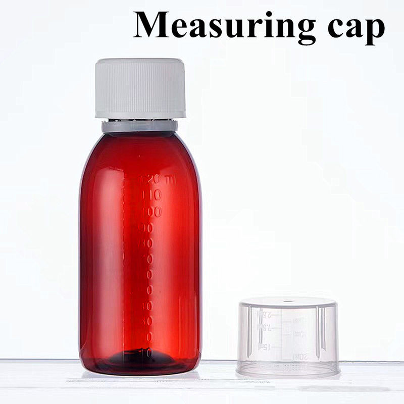 100 ml 120 ml 150 ml 200 ml Ambre Ronde Produit pharmaceutique pour animaux de compagnie Liquide oral Sirop contre la toux Bouteille en plastique avec bouchon à vis en PP