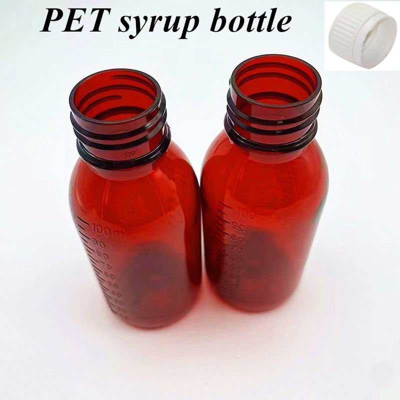 100 ml 120 ml de sirop plastique ambre Bouteilles pharmaceutiques pour animaux de compagnie Bouteille de sirop médical pour la toux avec capuchon CRC