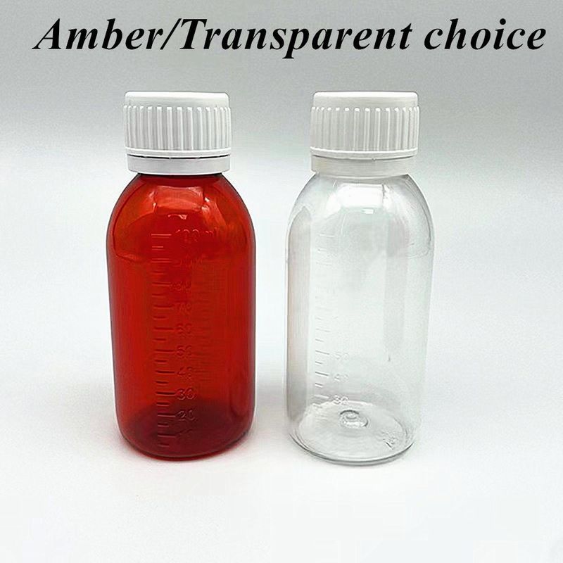 100 ml 120 ml 150 ml Ronde Médecine pour animaux de compagnie en plastique vide Suspension orale liquide Bouteille de sirop d'ambre cuit Bouteille