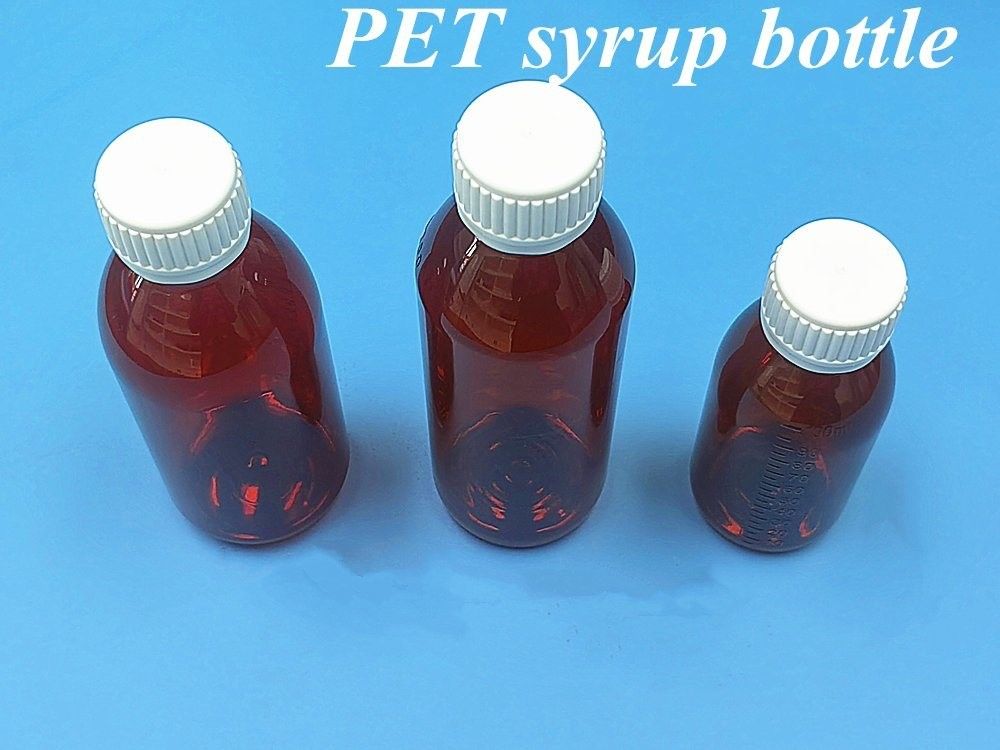 Produits pharmaceutiques 100 ml 120 ml 150 ml Ambre vide en plastique PET sirop d'ambre bouteille en plastique pour sirop avec capuchon Ropp