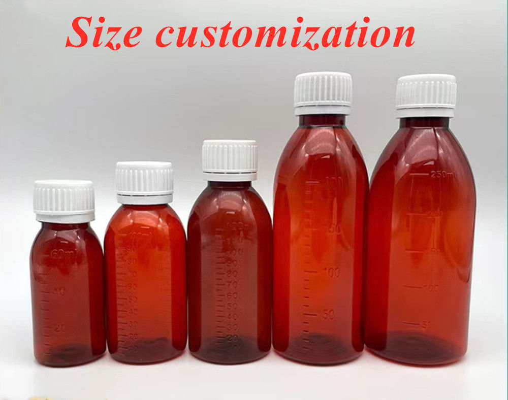 Produits pharmaceutiques 100 ml 120 ml 150 ml Ambre vide en plastique PET sirop d'ambre bouteille en plastique pour sirop avec capuchon Ropp