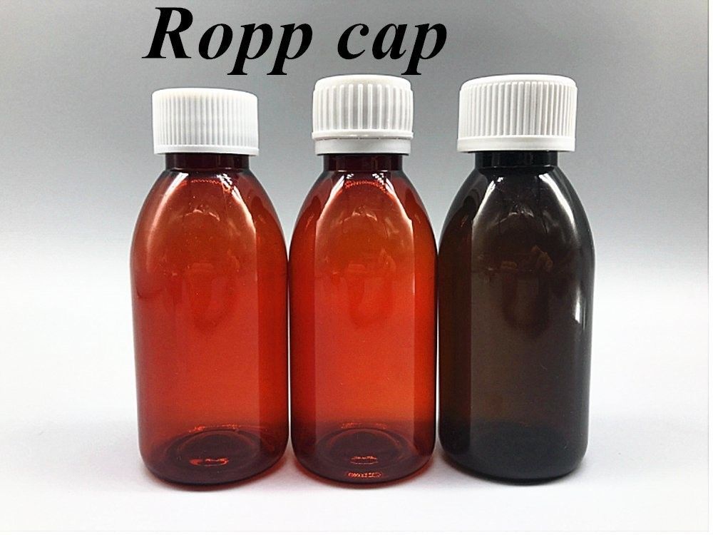 3 oz 4 oz 5 oz de sirop pour la toux pour animaux de compagnie Amber Bouteille de liquide ronde