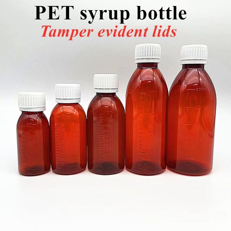 100 ml 120 ml 150 ml DIN28 plastique PET brun bouteille de liquide oral Ambre Médecine sirop de toux Bouteille pour bouchon de câble