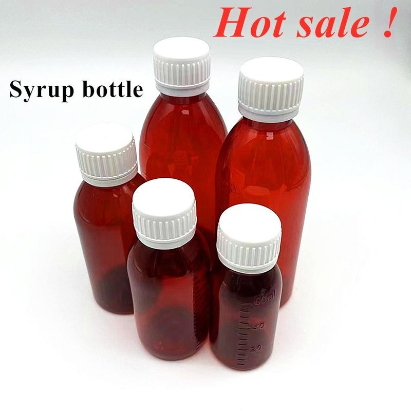 100 ml 120 ml 150 ml DIN28 plastique PET brun bouteille de liquide oral Ambre Médecine sirop de toux Bouteille pour bouchon de câble