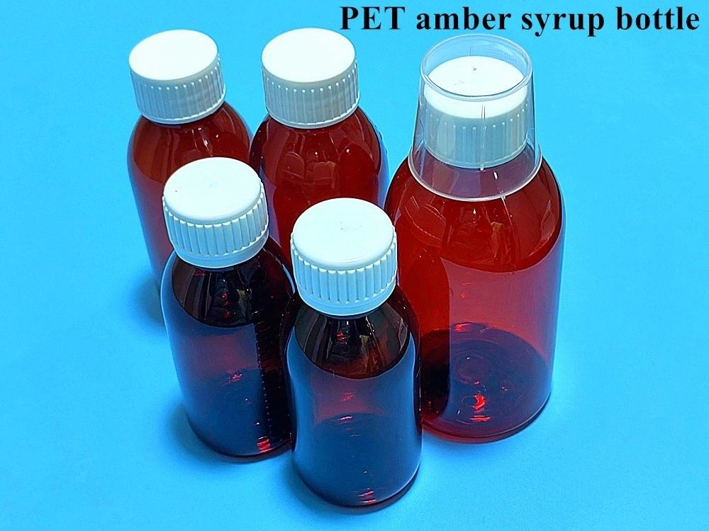 Bouteilles brunes de sirop pour animaux de compagnie de 100 ml et 120 ml avec capuchon à vis CRC pour liquide oral