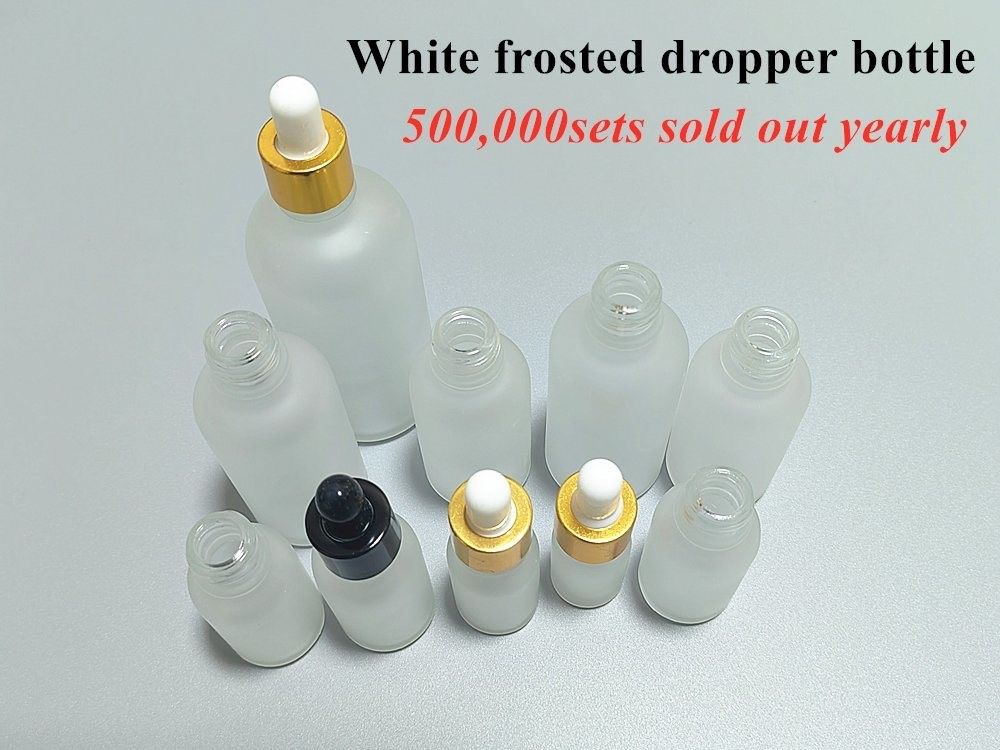 10 ml 20 ml 30 ml vide rond blanc glacé bouteille d' huile essentielle pour les soins capillaires sérum cosmétique Utilisation avec gouttelette