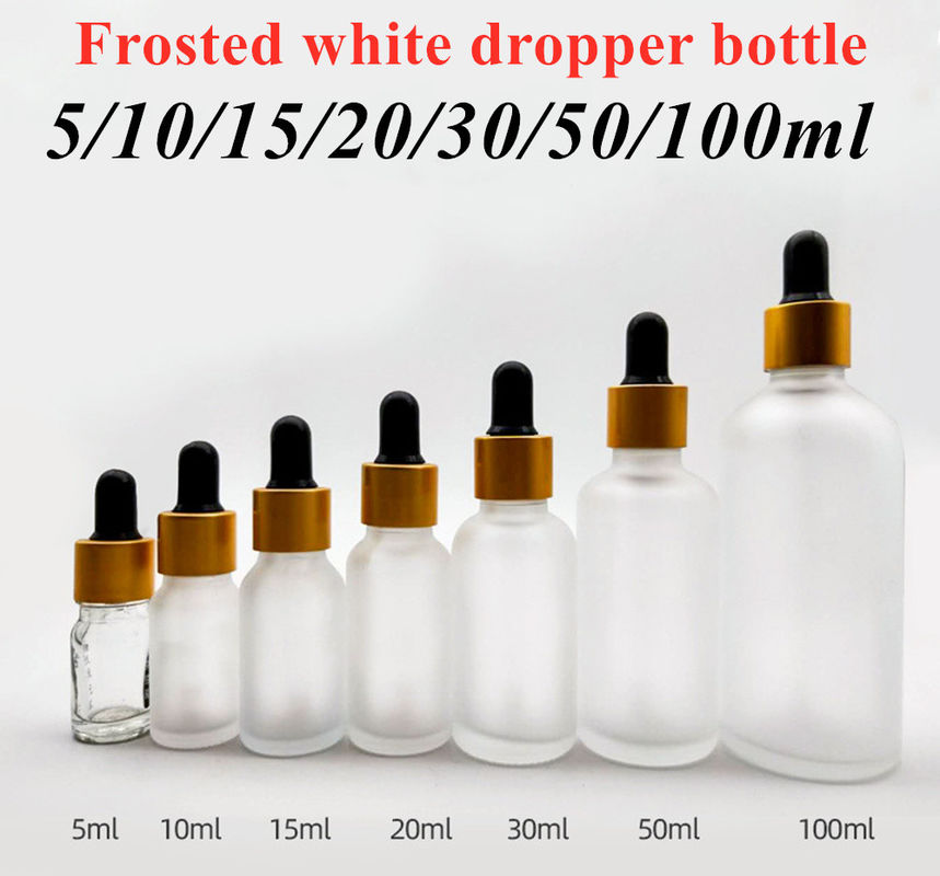 1 oz 2 oz 5 ml 10 ml 15 ml 20 ml 30 ml 50 ml Serum de soins de la peau à l' huile essentielle vide Pour le visage et l' utilisation à la main Bouteille de gouttelette en verre glacé blanc
