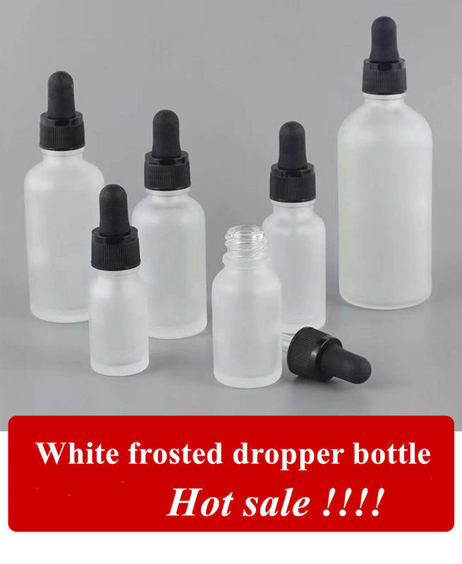 5 ml 10 ml 15 ml 20 ml 30 ml 50 ml cosmétique rond vide Bouteille d' huile essentielle Blanc glacé Bouteille en verre avec pipette en verre