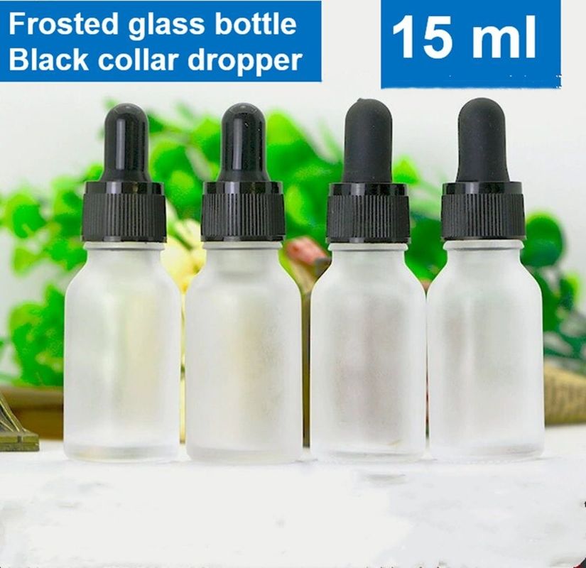 5 ml 10 ml 15 ml 20 ml 30 ml 50 ml cosmétique rond vide Bouteille d' huile essentielle Blanc glacé Bouteille en verre avec pipette en verre