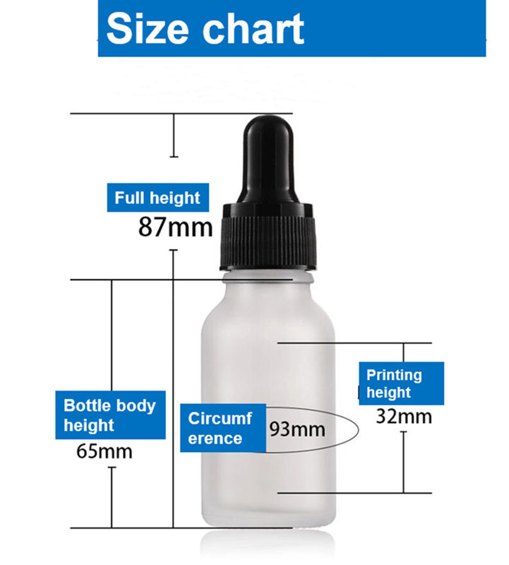 5 ml 10 ml 15 ml 20 ml 30 ml 50 ml cosmétique rond vide Bouteille d' huile essentielle Blanc glacé Bouteille en verre avec pipette en verre
