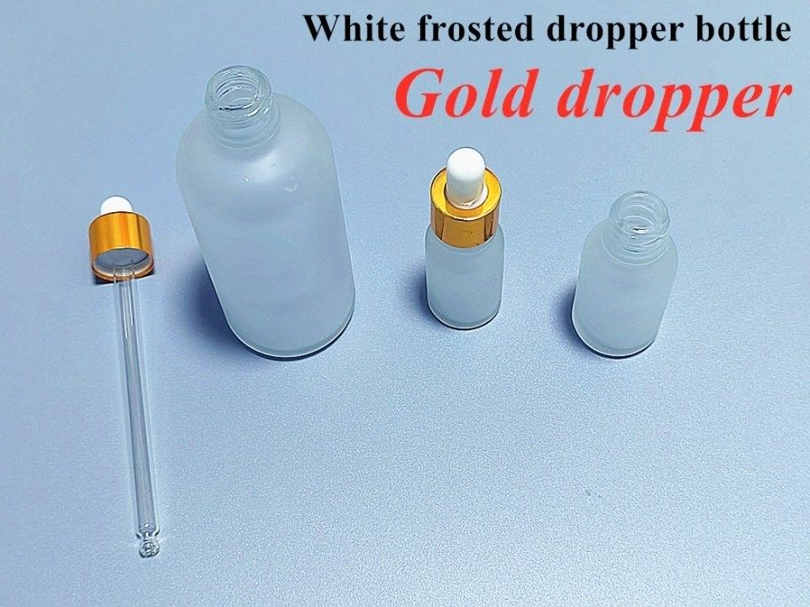 5 ml 10 ml 15 ml 20 ml 30 ml 50 ml cosmétique rond vide Bouteille d' huile essentielle Blanc glacé Bouteille en verre avec pipette en verre