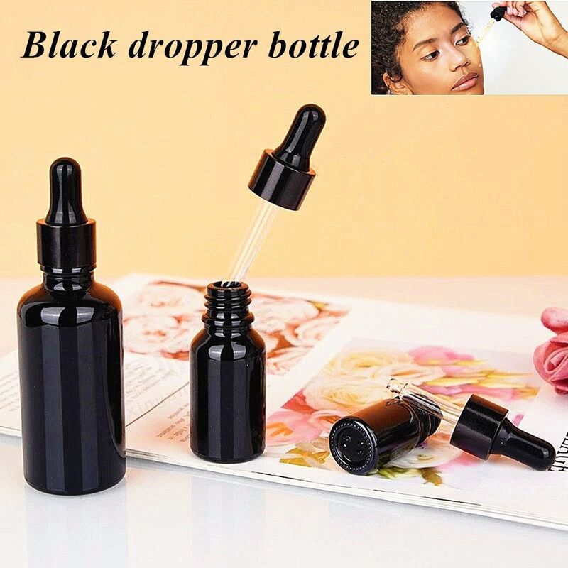 Bouteilles à goutte à goutte en verre noir brillant 30 ml 10 ml 15 ml 20 ml 50 ml Bouteille à goutte à goutte en verre vide