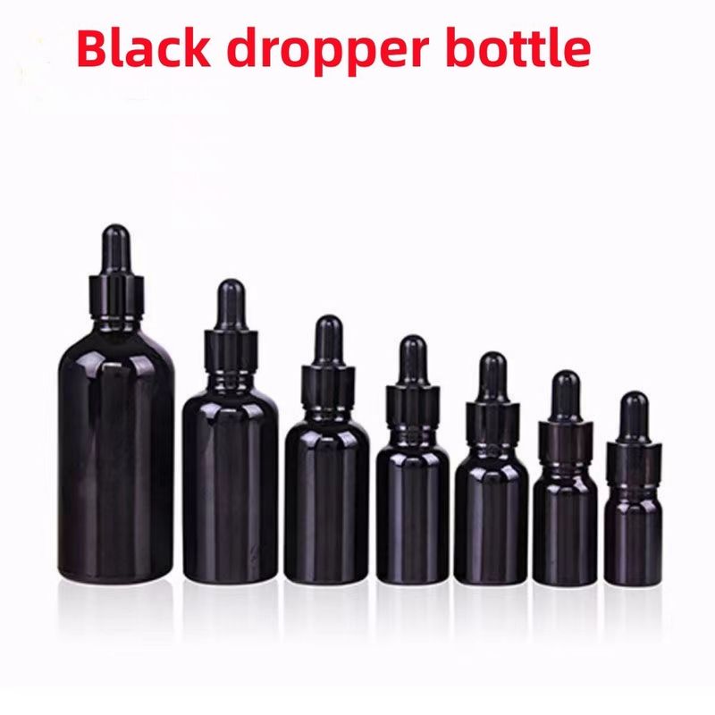 Ventes en gros Pas cher 5ml 10ml 15ml 20ml 30ml 50ml Bouteilles d' huile essentielle en verre noir vides avec compte-gouttes