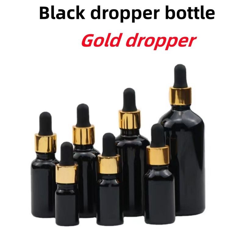 Ventes en gros Pas cher 5ml 10ml 15ml 20ml 30ml 50ml Bouteilles d' huile essentielle en verre noir vides avec compte-gouttes