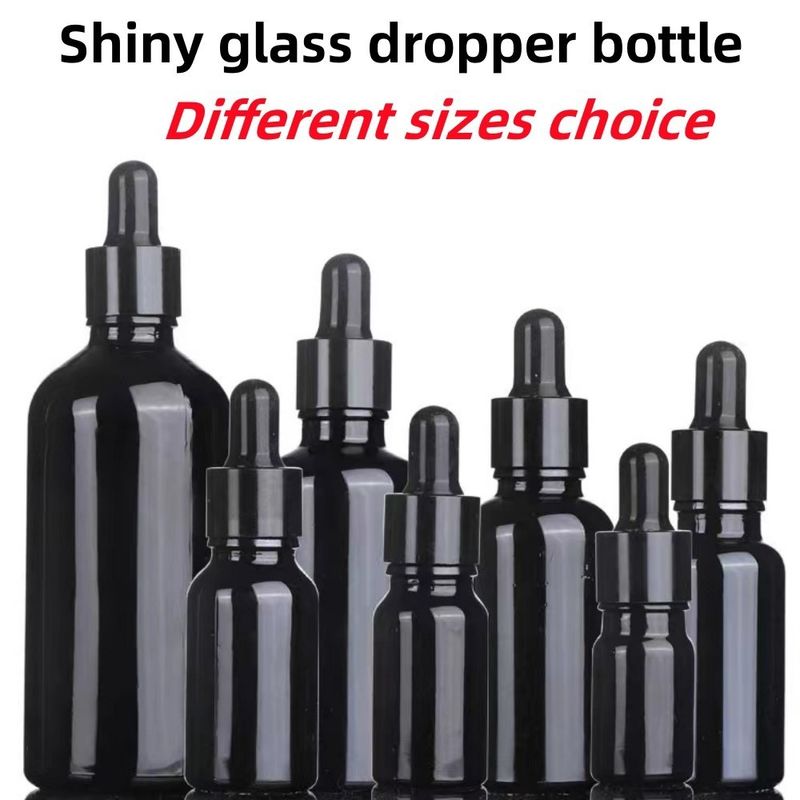 5 ml 10 ml 15 ml 20 ml 30 ml 50 ml 100 ml Bouteille d' huile essentielle noire Bouteille gouttelette en verre