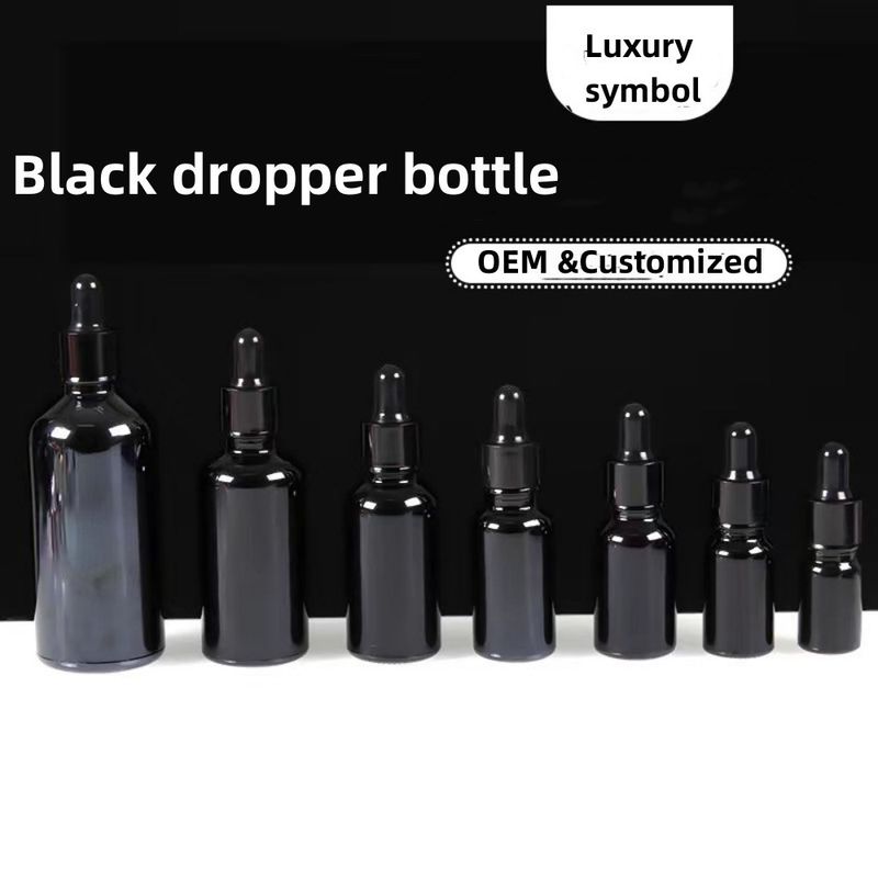5 ml 10 ml 15 ml 20 ml 30 ml 50 ml 100 ml Bouteille d' huile essentielle noire Bouteille gouttelette en verre
