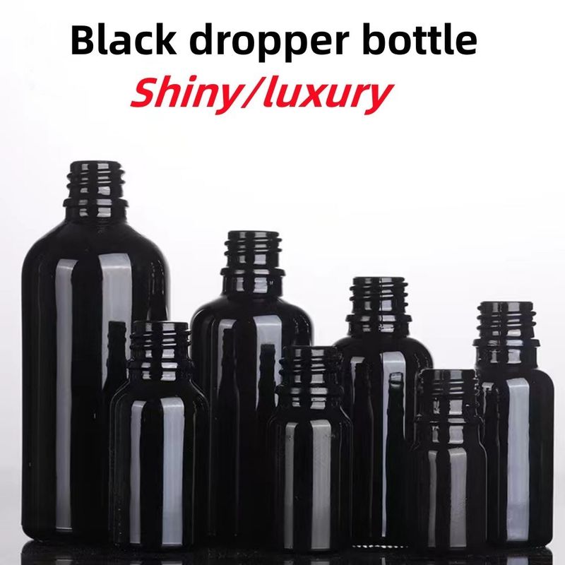 10 ml 15 ml 20 ml 30 ml 50 ml 100 ml huile essentielle noire brillante bouteille gouttelette en verre cosmétique