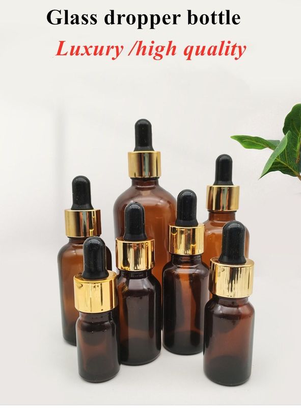 Vente à chaud 5ml 10ml 15ml 30ml 50ml sérum d'ambre bouteilles d'huile essentielle bouteille de goutte à goutte en verre