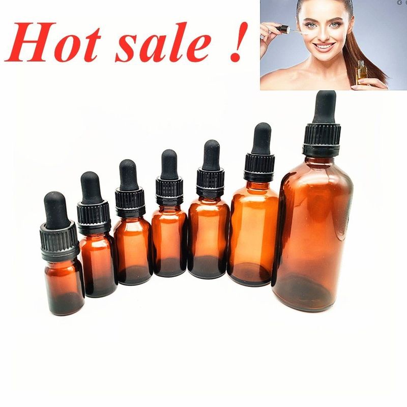 Emballage de l' huile essentielle 1OZ 2OZ 20ml 30ml 50ml sérum d' huile essentielle ambre Bouteille goutteuse en verre avec bouchon à l' épreuve des enfants