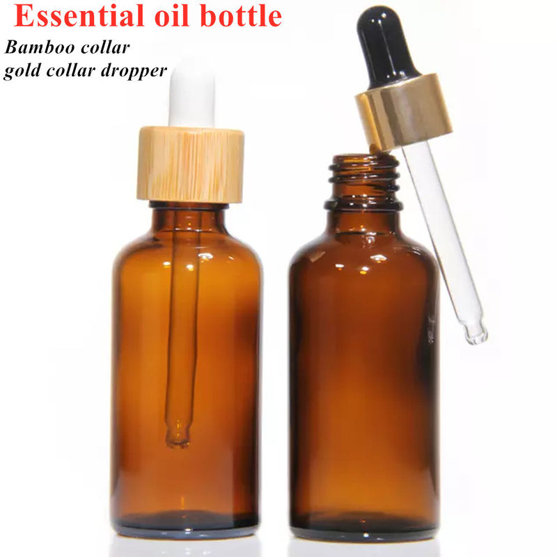 Serum de maquillage de luxe personnalisé pour les soins de la peau Utilisez de l' ambre brun vide goutteilleuse d' huile essentielle avec pipette