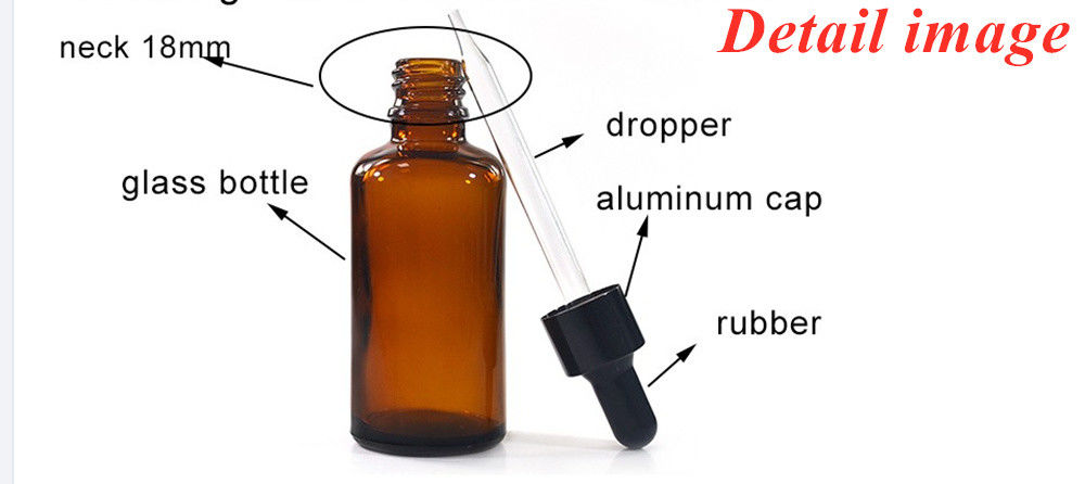 30 ml 50 ml Ambre rond vide Voyage Serum portable pour soins de la peau Huile essentielle Bouteille goutteuse en verre avec goutteuse à l' épreuve des enfants