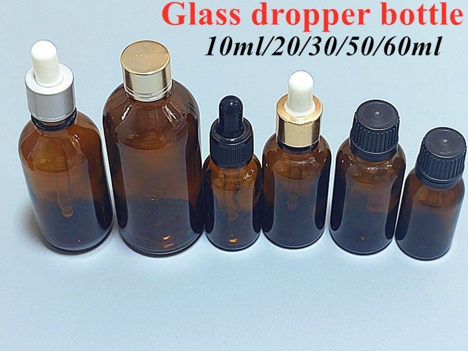 30 ml 50 ml 60 ml 100 ml Huile capillaire Huile sérum barbe Amber Brown huile essentielle vide ronde Bouteille gouttelette en verre