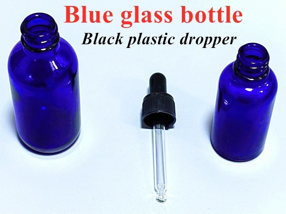 10 ml 20 ml 30 ml 50 ml Empty Boston Round Cosmetic Packaging Empty Blue Essential Oil Glass Dropper Bottle avec bouchon de goutte à goutte