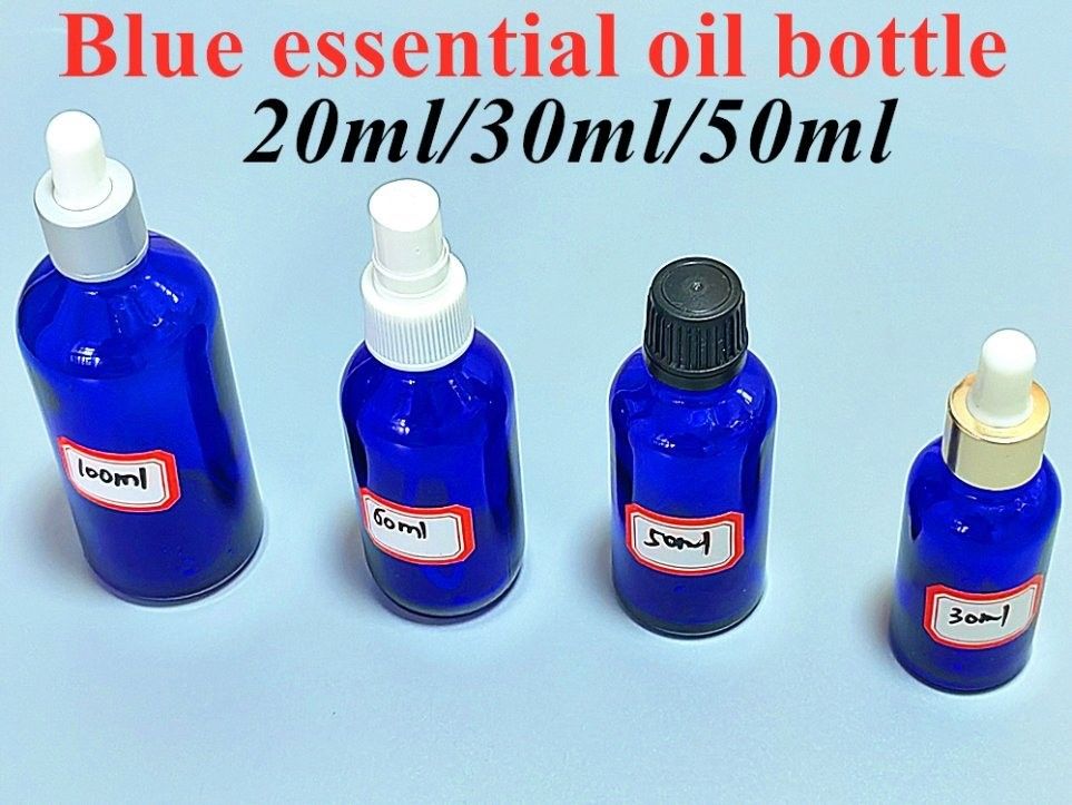 20 ml 30 ml de sérum d' huile essentielle emballage cosmétique pour soins de la peau bouteille Cobal bleu verre goutte à goutte Bouteille avec goutte à goutte