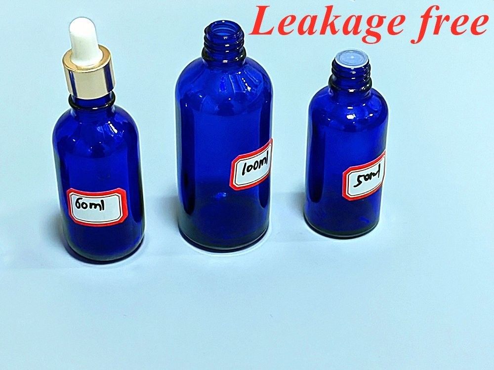Bouteille de gouttelette de sérum bleu en verre cosmétique 20 ml 30 ml 50 ml Bouteille en verre de luxe d' huile essentielle avec gouttelette