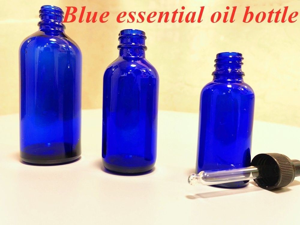 30 ml 50 ml 60 ml Bouteille cosmétique ronde vide petite Bouteille bleue transparente d' huile essentielle en verre gouttelette Bouteille en verre