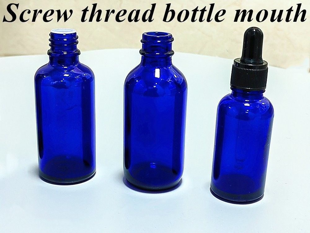 30 ml 50 ml 60 ml Bouteille cosmétique ronde vide petite Bouteille bleue transparente d' huile essentielle en verre gouttelette Bouteille en verre