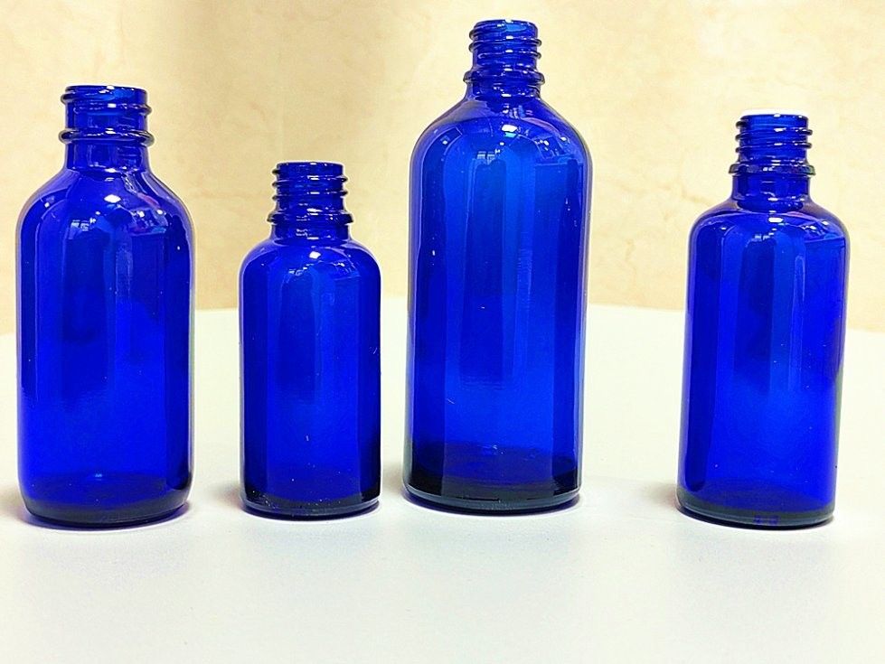 30 ml 50 ml 60 ml Bouteille cosmétique ronde vide petite Bouteille bleue transparente d' huile essentielle en verre gouttelette Bouteille en verre