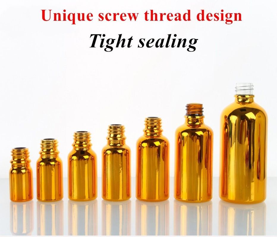 Luxe Brillant 30 ml 50 ml 60 ml Électroplate d'or UV sérum verre doré huile essentielle bouteille gouttelette en verre avec tête de pulvérisation