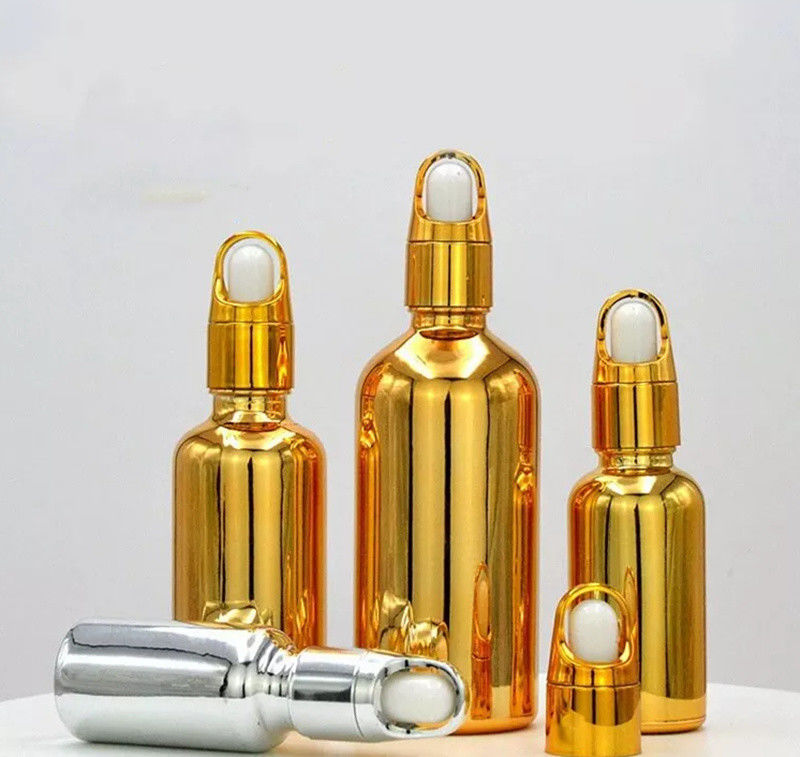 Produit cosmétique de luxe de haute qualité 10ml 20ml 30ml 50ml Éctrolytique d'or huiles essentielles sérum bouteille gouttelette en verre