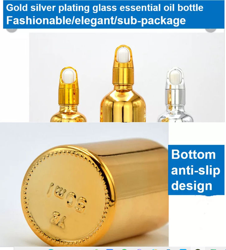 Produit cosmétique de luxe de haute qualité 10ml 20ml 30ml 50ml Éctrolytique d'or huiles essentielles sérum bouteille gouttelette en verre