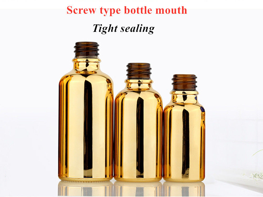 20 ml 30 ml 50 ml vide électroplaté réutilisable or cosmétique Serum de traitement de la peau huile essentielle bouteille gouttelette en verre