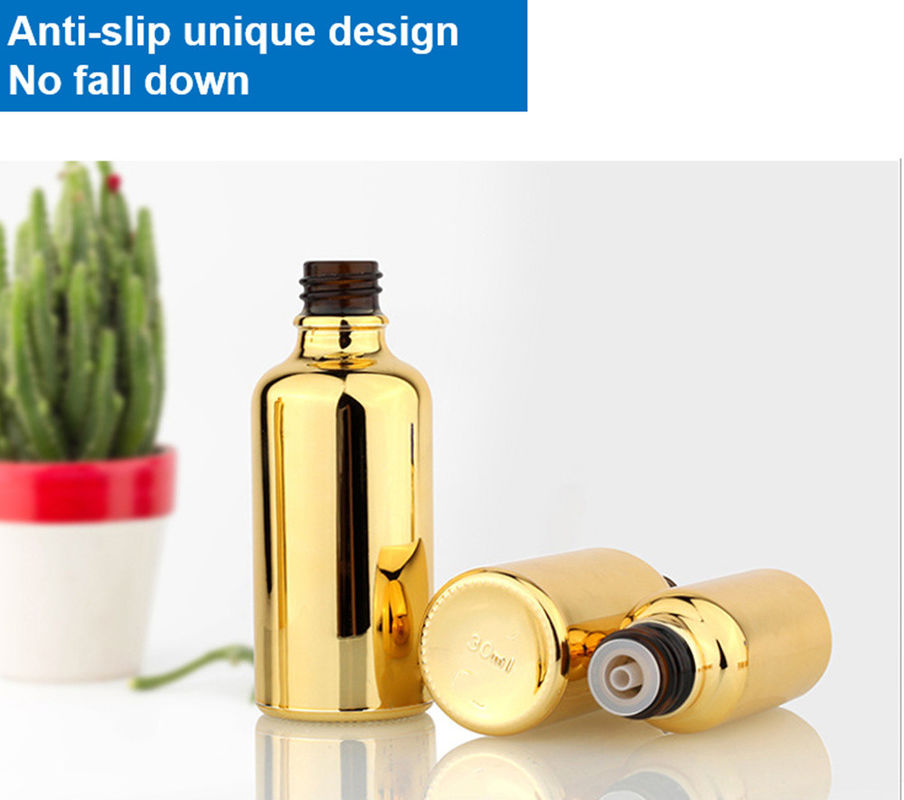 20 ml 30 ml 50 ml vide électroplaté réutilisable or cosmétique Serum de traitement de la peau huile essentielle bouteille gouttelette en verre