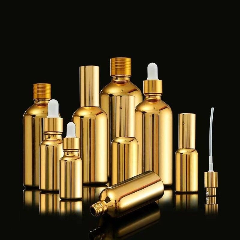 30 ml 50 ml d'électroplaquage or argent verre Spray Cosmétiques Bouteille Cosmétiques or Bouteille d' huile essentielle